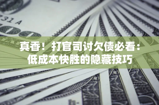 济南真香！打官司讨欠债必看：低成本快胜的隐藏技巧
